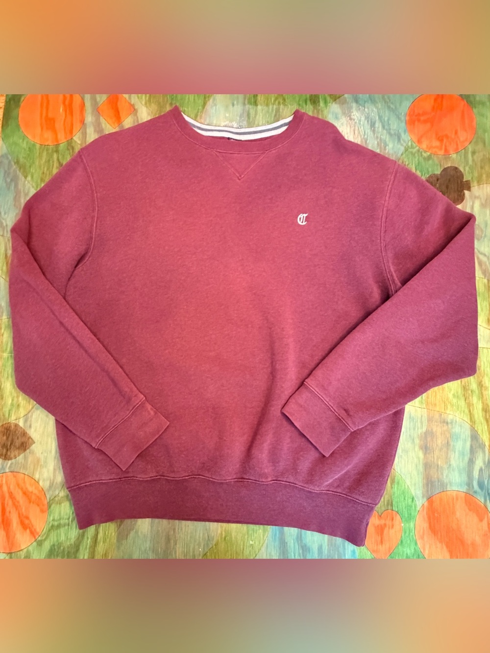 Daniel Cremieux Heavyweight Crewneck Sweatshirt Pullover Mens Sz Medium Red Whit